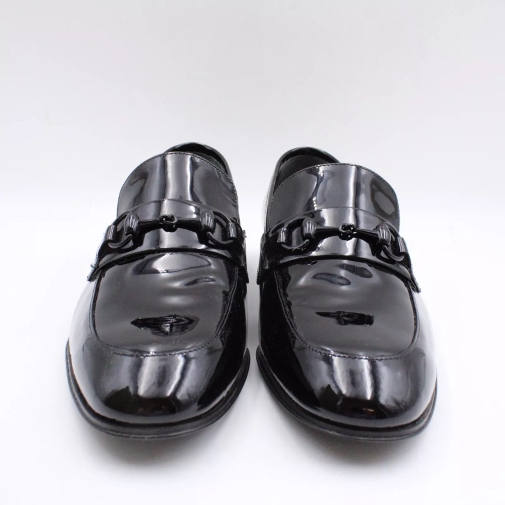 NIB [Gucci] Authenticated Black Patent Leather Loafers w Tonal Horsebit Mens 8 - Picture 8 of 17